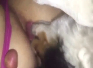 Teen's ass is getting polished by a sexy mutt here